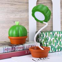 Plant Night Light Cute Mini Cactus Led Light Touch Dimming Desk Lamp Atmosphere Light Adjustable Neck Cartoon Cactus Led Table