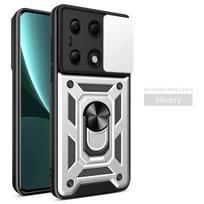 Armor Magnetic Case For Xiaomi Poco X6 pro 5G M6 Pro 4G Redmi Note 13 Pro 4G 5G pro plus Slide Lens Protection Shockproof Cover Xiaomi Poco X6 pro 5 sidabras