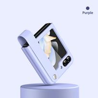 Prabangi rankos juostelė, paprastos odos laikiklis, skirtas Samsung Galaxy Z Flip 6 5 4 3 5G dėklui, sulankstomas smūgiams atsparus apsauginis dangtelis, aksesuaras for Galaxy Z Flip 5 juoda