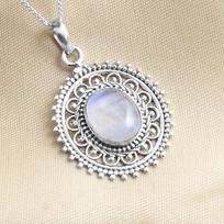 Moonstone Moteriškas kaklo karoliai, gryni 925 sterlingų sidabro puikūs papuošalai balta