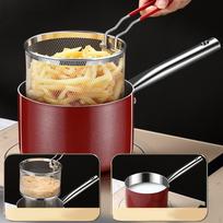 Small Deep Fryer Set Cooking Pot Milk Pan with Frying Basket Saucepan Oil for brown