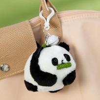 1 vnt pliušinis panda lėlės pakabukas žaislas, traukiamas virve, kilnojamas Kawaii anime pliušinis raktų pakabukas Linksmas pakabukas raktų pakabukas lėlės dovana white