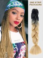 Sintetiniai 32 colių Ombre spalvos sintetiniai plaukų pynimai, iš anksto ištempti Jumbo Braiding plaukų priauginimai, skirti kasdieniam naudojimui „pasidaryk pats“ 32inch brown