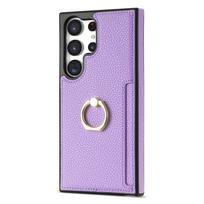 Samsung S24Ultra S23 S22 Finger Ring Card Holder Case A54 Anti-Fall Mobile Phone Cover S25 violetinė
