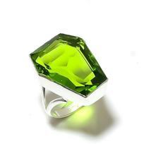 Peridot Gemstone Handmade 925 Sterling Silver Jewelry Ring Size 5.5 Q8c05 yellow