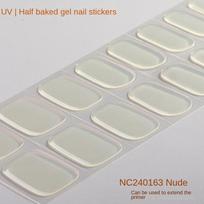 20 Fingers Solid Color Semi-cured Nail Stickers Pearlescent Simple Gel Manicure Stickers NC240190 gray