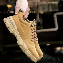 Labor Insurance Shoes Steel Bag Head Anti-smashing, Anti-piercing, Breathable Cowhide Comfortable Construction Site Safety Shoes 37 geltona