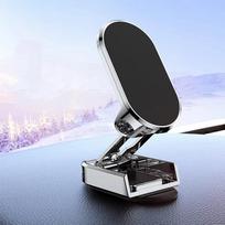 720 laipsnių besisukantis metalinis magnetinis automobilinis telefono laikiklis, sulankstomas universalus mobiliojo telefono stovas, magnetinis tvirtinimas prie oro ortakio, GPS laikiklis iPhone 15 gray
