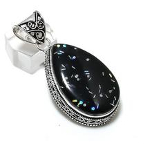 Natūralus Sniego Obsidianas 925 Sterlingas Sidabras Papuošalo Pakabukas 2.17  Z2K42 black