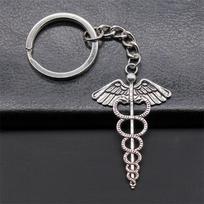 Vintage Caduceus medicinos simbolis raktų pakabukas raktų pakabukas automobilio raktų pakabukas raktų laikiklis Ornamentas medicinos absolventų dovana