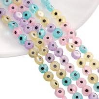 1strip/bag Coloured Glaze Eye Oblate Beads DIY Bracelet Necklace Earrings Jewelry Accessories 6mm 1str/bag beige