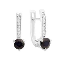 Sidabriniai auskarai su natūraliu 1.501 ct safyru, fianitais (2164968) safyras