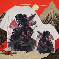 Retro Men's T-Shirt 3d Samurai Print Oversized Tees For Men New Fashion Casual Man Clothing Loose Breath Short Sleeved Tops 3XL gray