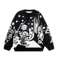 Y2K Hip Hop Gatvės Harajuku Žieminis gobtuvas Laisvas Retro Gotikinis Megztinio Viršus M juoda