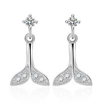Micro-set Glittering Fishtail Earrings, Women's Fashion Earrings and Ear Accessories white