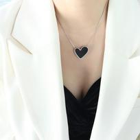Dark Acrylic Love Pendant, Campus Style Versatile Trend Necklace, Personalized Simple Earrings Jewelry Set