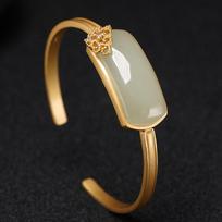 Temperamentinis nefrito geometrijos bangle moteriai, motinos dovana, madinga 925 sidabro bangle, atviro dydžio moteriška apyrankė