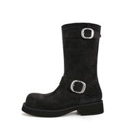 Buckle Shoes Women Black Botas Style Zapatillas De Mujer New Rock Platform Sneaker Tacones Sapatos Femininos High Heels 35