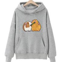 Jūrų kiaulytės spausdinimo gobtuvas Mielas/kawaii gyvūnų drabužis Ruduo Moterys/vyrai Vilnos megztinis Šiek tiek tamprus Puloveris Ilgomis rankovėmis Viršutinės dalys XS pilka spalva