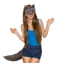 Helovino vakarėlio pasirodymas gyvūnų kaukė Dirbtinis Cosplay Priedai Rekvizitai One Size pilka spalva