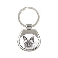 Siamiečių - raktų pakabukas su kate, raktų pakabukas su spauda, personalizuotas pakabukas iš Art-Dog prekės ženklo sidabras