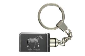 Selle Francais - Krištolinis pakabukas su žirgo nuotrauka, apšviečiamas pakabukas, unikalus dovanų rinkinys nuo Art-Dog prekės ženklo skaidri