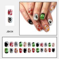 24pcs Press On Nails Halloween short square nails bandage eyes green face pumpkin fake nails wearable nails holiday manicure beige