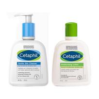 Cetaphil Moisturising Lotion for Sensitive or Dry Skin + Gentle Skin Cleanser, 250 ml Each white