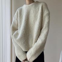 Thickened Sweater Autumn and Winter Solid Color Loose Lazy Wind Tops for Women One size šviesiai pilka spalva