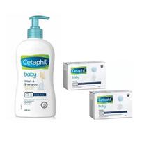 Cetaphil Baby Wash & Shampoo with Organic Calendula 400ml and Baby Mild Bar 75g(2Pcs) (Pack of 3)- Combo white