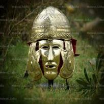Helmet 18GA brass medieval ancient roman with centurion face shield helmet roman gallic beige