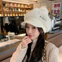 Winter Crochet Knitted Visor Berets Hats for Women Girls Slouchy Soft Warm Fleece Lined Beanies Caps with Flower One Size balta