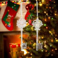 2Pcs Keys Christmas Tree Hanging Ornaments Baubles Decorations for Birthday Wreath