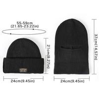 2 in 1 Mask Beanie Full Face Cover Winter Man Thicken Knitted Warmer Hat Outdoor Ski Skate Windproof Ear Protection Bonnet Hats Elastic white