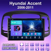 2 DIN Android Carplay Automobilinis Radijas Hyundai Accent 2006-2011 Multimedijos Grotuvas Pagrindinis Įrenginys Stereo GPS Navigacija BT WIFI 4+64GB 1+16GB juoda
