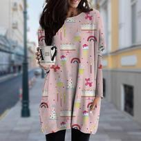 Women's Ice Cream Print Crew Neck Dress Spring Fall Plus Size Dress Pocket Dresse 8XL gelsvai ruda