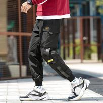 Fashion Men's Cargo Pants Casual Hip Hop Hit Color Multiple Pockets Trousers Streetwear Pants Sportswear Sweatpants 4XL pilka