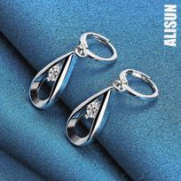 925 Sterling Sidabras AAA cirkonis Vandens lašeliai/lietaus lašeliai Auskarų vėrimas Auskarai Madingi vestuvių papuošalai 0.90*1.70cm