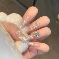 24Pcs Fake Nails Press On Tips Art Supplies Reusable Edhesive False For ABS Artificial Sith Adhesive Full Cover Nail Almond beige