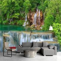 Žalias Miškas Tapetai Kalnų Krioklys Tapetai Svetainė Miegamasis TV Sofa Fonas Sieninis Meno Kūrinys Namų Dekoravimas 200 cm(W) x 140 cm(H) gray