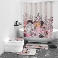 Šviežia gėlėta skaitmeninio rašto dušo užuolaida vonios kambariui W90cm*L180cm gray