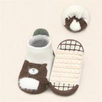 Vaikiškos mergaitės berniuko kojinės neslystančios medvilninės kūdikių kojinės mergaitėms berniukams laisvalaikio spausdinimas žieminės storos šiltos vaikiškos kojinės neslystančios S balta