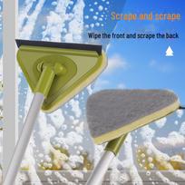 Mini trikampis Lazy Mop: Ištraukiamas stiklo valiklis virtuvei ir žuvų rezervuarams. Scouring pad