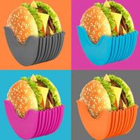 4pcs Silicone Hamburger Holders Retractable Burger Clip Sandwich Hamburger Fixed Box Pancake Holders Kitchen Specialty Tools pink