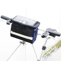 Cycling Bike Bicycle Insulated Front Bag Mtb Bike Handlebar Bag Basket Pannier Cooler Bag With Reflective Strip black