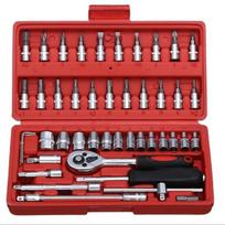 Socket Wrench Set Ratchet Sets Mechanic Tools Kit Bit Sockets for Automotive Repair & Household,Metric,1/4-Inch Drive 46-Piece žalia
