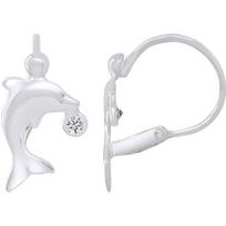 Boucles d'oreilles - LÉA & ARTHUR - Dauphin - Argent 925 - Oxydes de Zirconium - Système Brisure sidabras
