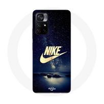 Maniacase dėklas Xiaomi Poco M4 Pro 5G auksinis nike logotipas žvaigždėtas naktinis