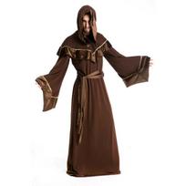Helovino retro viduramžių burtininko Cosplay kostiumas Vyriškas karnavalinis vakarėlis Vintažinio mago chalato komplektas Religinis kunigas vyriški drabužiai M smėlis