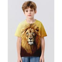 2024 T-Shirt Animal Panther Lion Wolf 3D Print Streetwear T-shirts Boys Girl Casual Fashion Oversized T Shirt Kids Tops Clothing 110 beige
